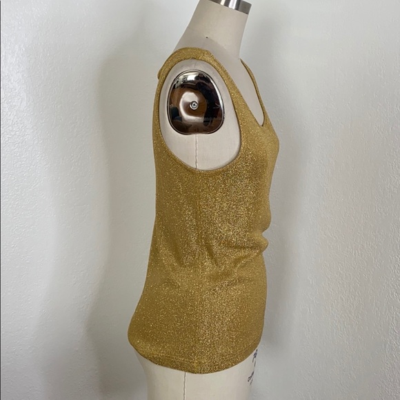Vintage sparkly gold 90s Y2K tank top S - Picture 5 of 7